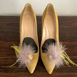 J Crew Collection Elsie Suede Feather Bejeweled Heels